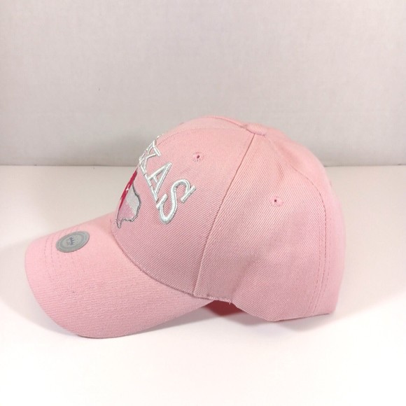 Texas Hat Baseball Cap Pink Denim Adjustable Embroidered Logo Lone Star State Tx - Picture 3 of 9